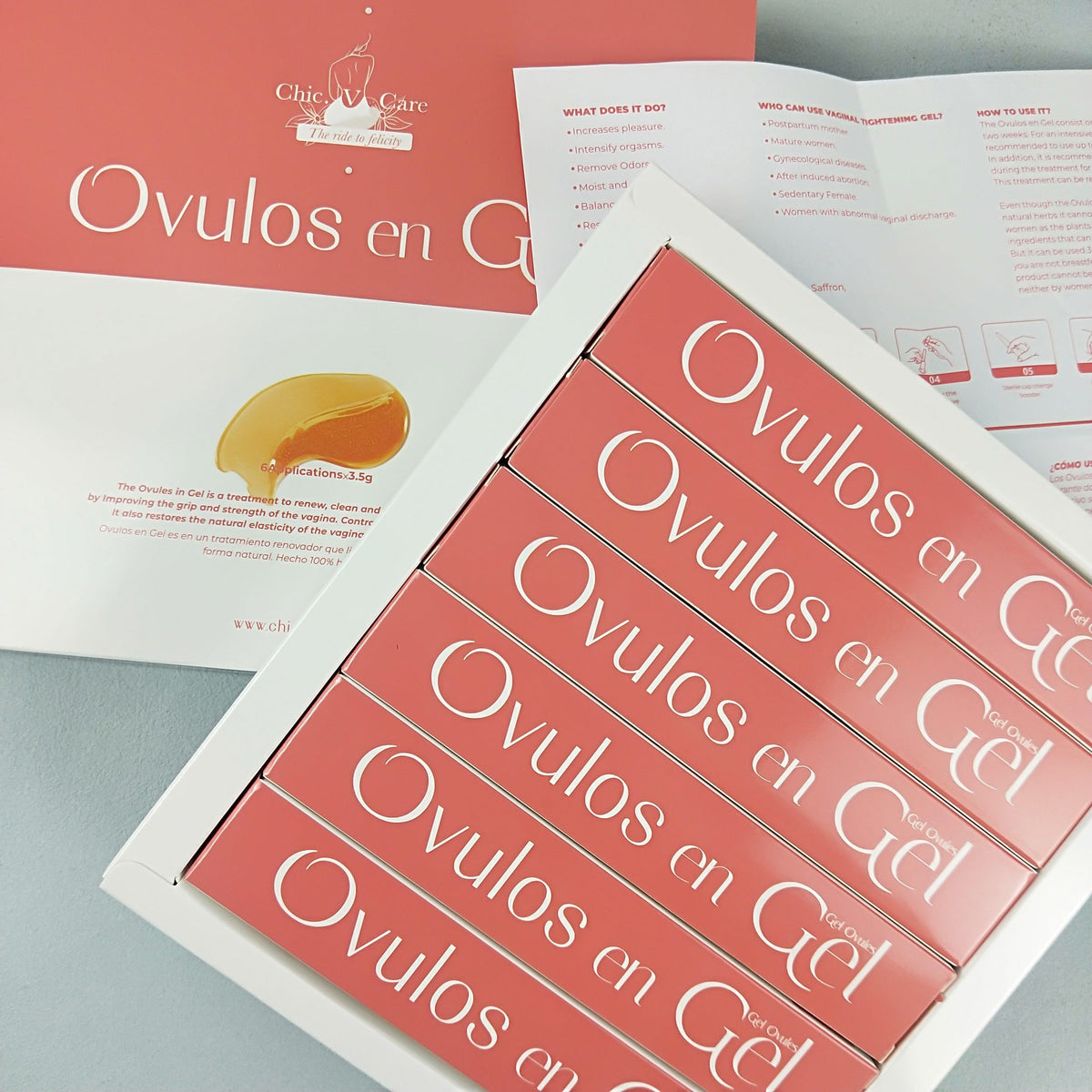 Chicvcare Ovulos en Gel feminine wellness product display